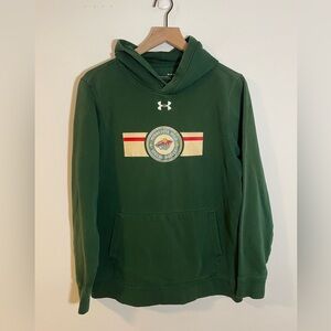 Under Armour Coldgear Green MN Wild Hoodie Sweatshirt Medium Unisex Hockey